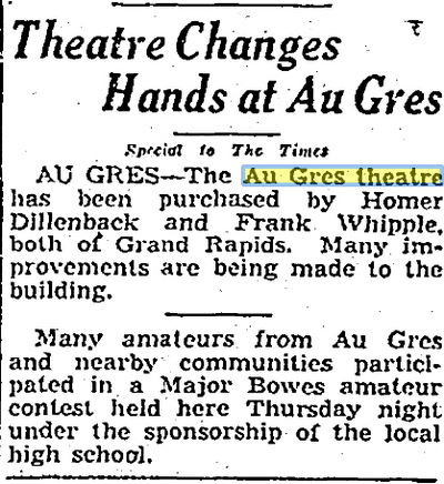 Au Gres Theatre - January 1940 Changes Hands